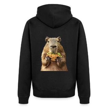 Wasserschwein - Unisex Premium Bio Zip Hoodie - Schwarz - Hinten - Nico (187cm)