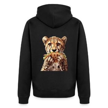 Cheetah - Unisex Premium Organic Zip Hoodie - black - Back - Nico (187cm)