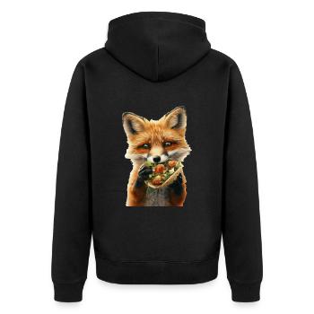 Fuchs - Unisex Premium Bio Zip Hoodie - Schwarz - Hinten - Nico (187cm)