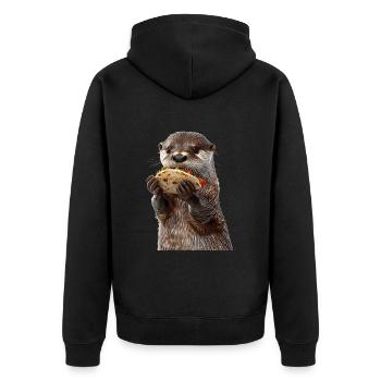 Otter - Unisex Premium Bio Zip Hoodie - Schwarz - Hinten - Nico (187cm)
