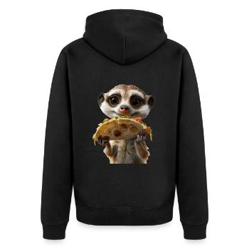 Erdmännchen - Unisex Premium Bio Zip Hoodie - Schwarz - Hinten - Nico (187cm)