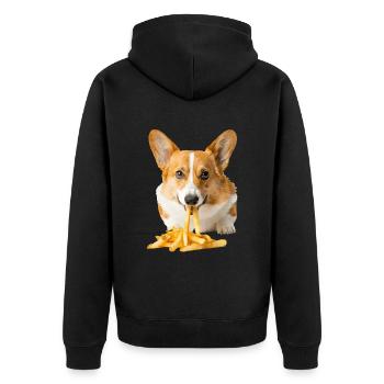 Corgi gallois Pembroke - Veste à capuche bio Premium Unisexe - noir - Dos - Nico (187cm)