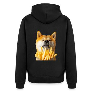 Shiba Inu - Unisex Premium Organic Zip Hoodie - black - Back - Nico (187cm)