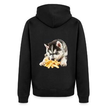 Sibirischer Husky - Unisex Premium Bio Zip Hoodie - Schwarz - Hinten - Nico (187cm)