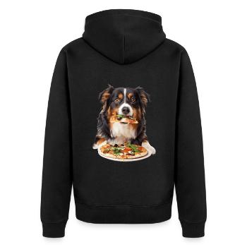Australischer Schäferhund - Unisex Premium Bio Zip Hoodie - Schwarz - Hinten - Nico (187cm)