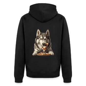 Alaskan Malasmute - Unisex Premium Bio Zip Hoodie - Schwarz - Hinten - Nico (187cm)