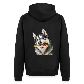 Alaskan Malamute - Unisex Premium Bio Zip Hoodie - Schwarz - Hinten - Nico (187cm)