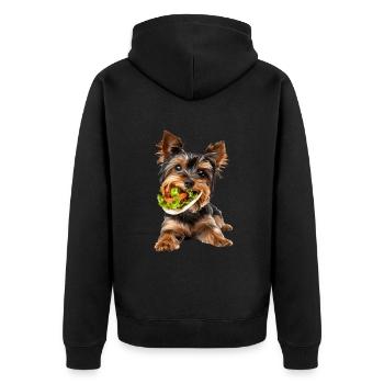 Yorkshire Terrier - Unisex Premium Organic Zip Hoodie - black - Back - Nico (187cm)