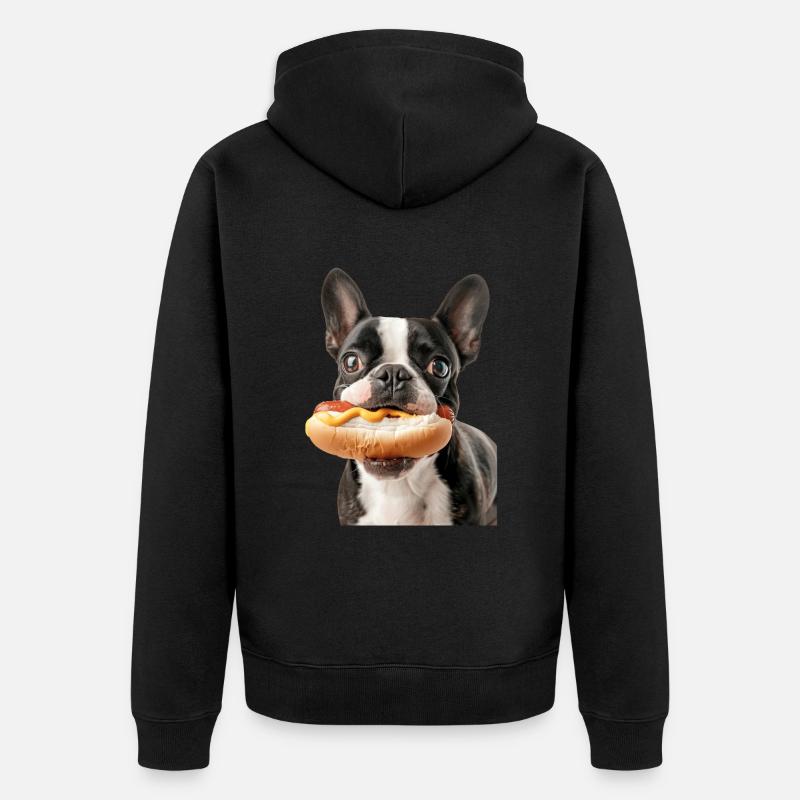 Boston Terrier - Unisex Premium Bio Zip Hoodie - Schwarz