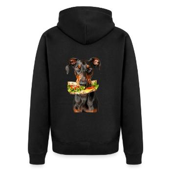 Dobermann - Unisex Premium Bio Zip Hoodie - Schwarz - Hinten - Nico (187cm)