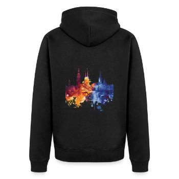 Hoogeveen - Unisex Premium Bio Zip Hoodie - Schwarz - Hinten - Nico (187cm)