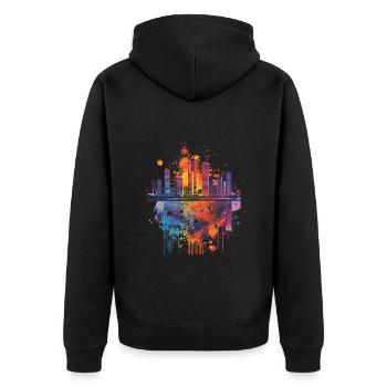 Rotterdam - Unisex Premium Organic Zip Hoodie - black - Back - Nico (187cm)