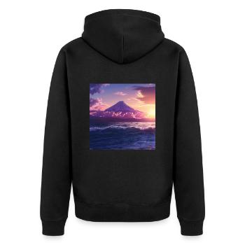 Japan - Unisex Premium Bio Zip Hoodie - Schwarz - Hinten - Nico (187cm)