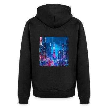 Japan - Unisex Premium Bio Zip Hoodie - Schwarz - Hinten - Nico (187cm)