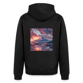 Japan - Unisex Premium Bio Zip Hoodie - Schwarz - Hinten - Nico (187cm)