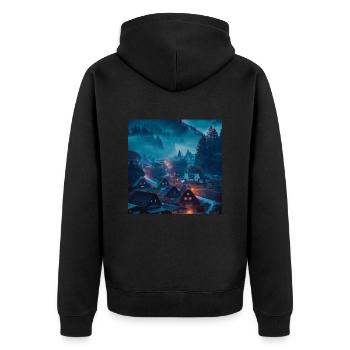 Japan - Unisex Premium Bio Zip Hoodie - Schwarz - Hinten - Nico (187cm)