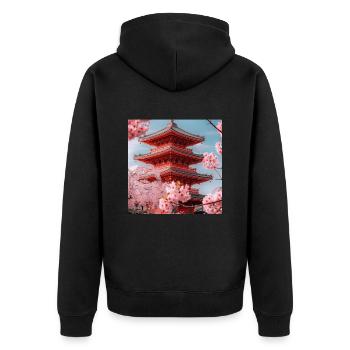 Japan - Unisex Premium Bio Zip Hoodie - Schwarz - Hinten - Nico (187cm)