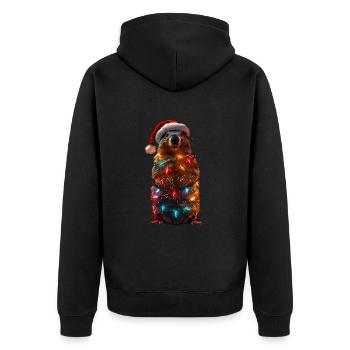 Groundhog Christmas - Unisex Premium Organic Zip Hoodie - black - Back - Nico (187cm)