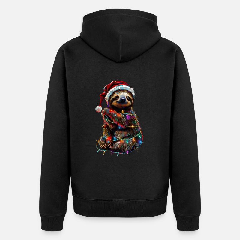 Noël paresseux - Veste à capuche bio Premium Unisexe - noir