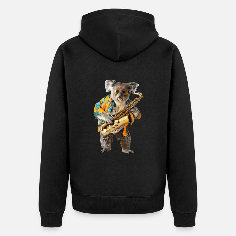 Koala Saxophone - Veste à capuche bio Premium Unisexe - noir