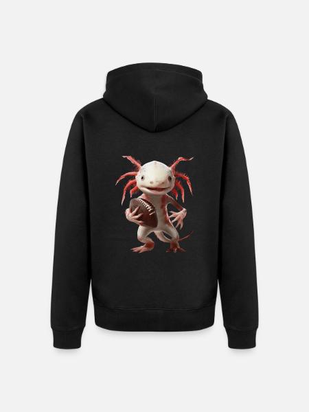 Axolotl Fußball - Unisex Premium Bio Zip Hoodie - Schwarz