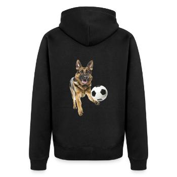 Deutscher Schäferhund - Unisex Premium Bio Zip Hoodie - Schwarz - Hinten - Nico (187cm)