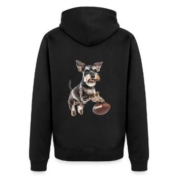 Zwergschnauzer - Unisex Premium Bio Zip Hoodie - Schwarz - Hinten - Nico (187cm)