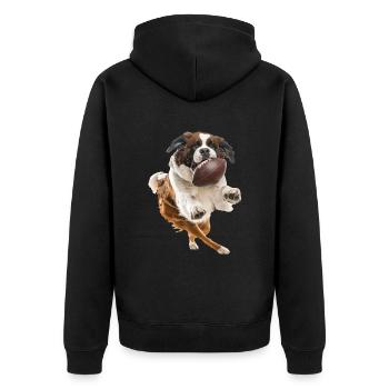 Bernhardiner - Unisex Premium Bio Zip Hoodie - Schwarz - Hinten - Nico (187cm)