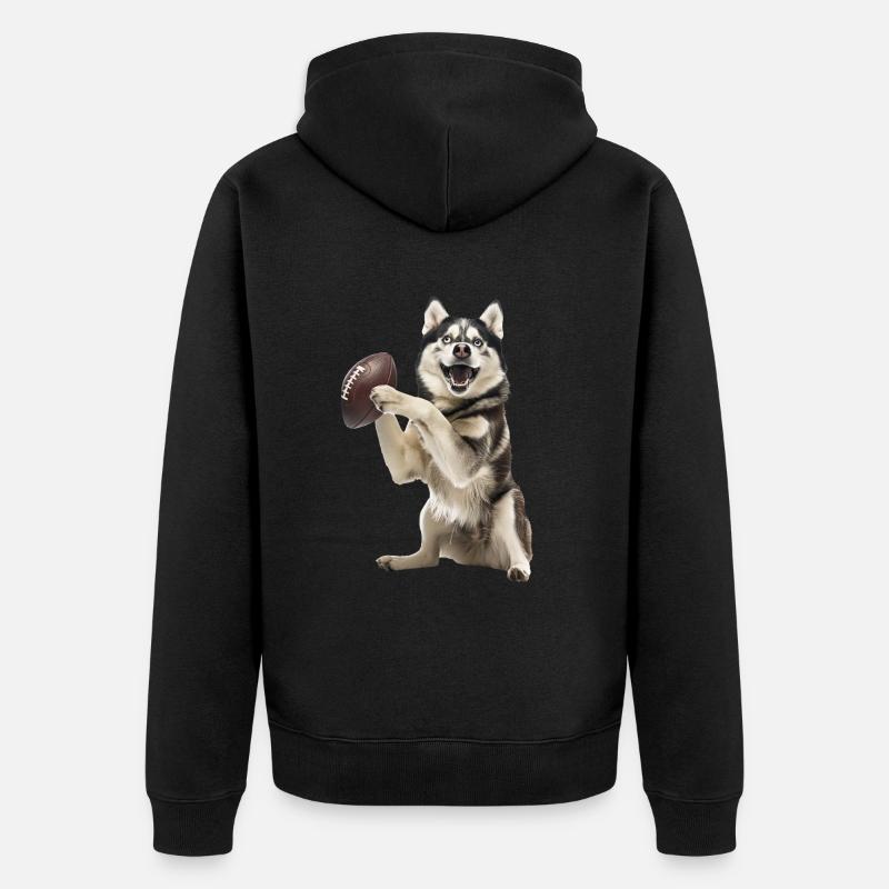 Husky sibérien - Veste à capuche bio Premium Unisexe - noir