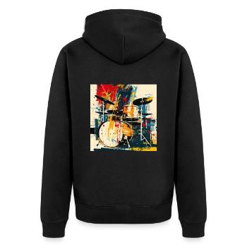 Schlagzeug - Unisex Premium Bio Zip Hoodie - Schwarz - Hinten - Nico (187cm)