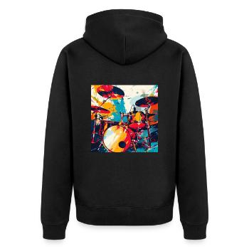 Percussion - Unisex Premium Organic Zip Hoodie - black - Back - Nico (187cm)