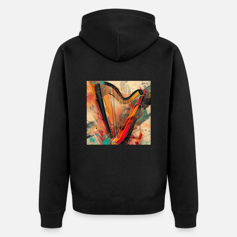 Harfe - Unisex Premium Bio Zip Hoodie - Schwarz