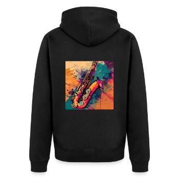 Saxophone - Veste à capuche bio Premium Unisexe - noir - Dos - Nico (187cm)
