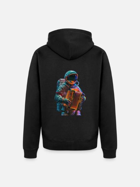 Astronaut Accordion - Unisex Premium Organic Zip Hoodie - black