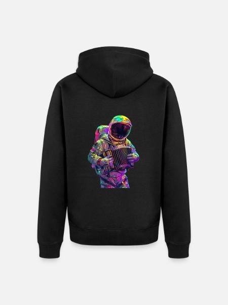 Astronaut Akkordeon - Unisex Premium Bio Zip Hoodie - Schwarz