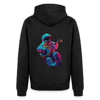 Astronaut Banjo - Unisex Premium Organic Zip Hoodie - black - Back - Nico (187cm)