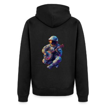 Astronaut Banjo - Unisex Premium Organic Zip Hoodie - black - Back - Nico (187cm)