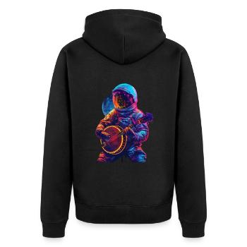 Astronaut Banjo - Unisex Premium Organic Zip Hoodie - black - Back - Nico (187cm)