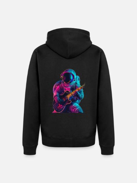 Astronaut Guitar - Unisex Premium Organic Zip Hoodie - black