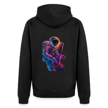 Astronaut Harfe - Unisex Premium Bio Zip Hoodie - Schwarz - Hinten - Nico (187cm)