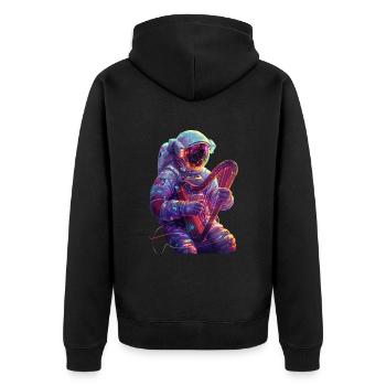 Astronaut Harfe - Unisex Premium Bio Zip Hoodie - Schwarz - Hinten - Nico (187cm)