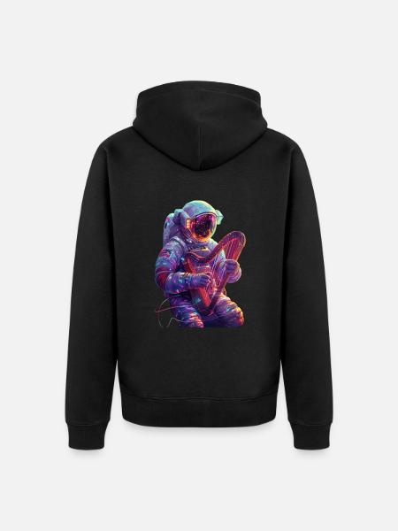 Astronaut Harfe - Unisex Premium Bio Zip Hoodie - Schwarz