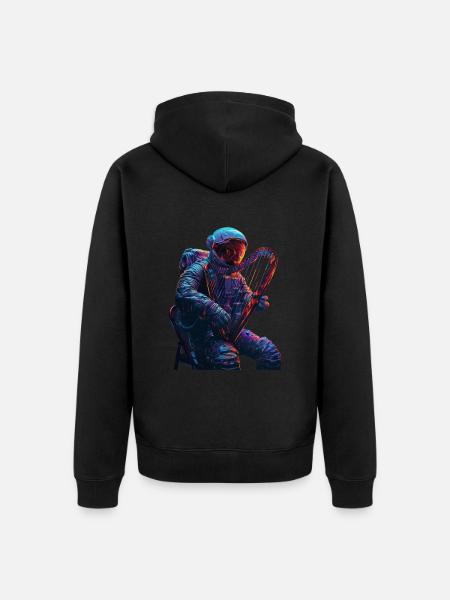 Astronaut Harfe - Unisex Premium Bio Zip Hoodie - Schwarz