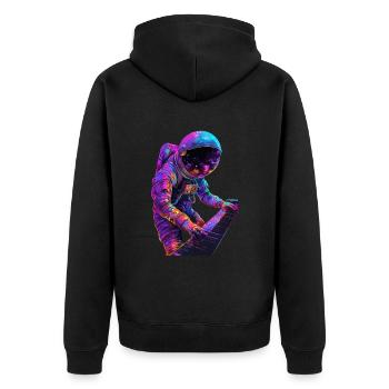 Astronaut Piano - Unisex Premium Organic Zip Hoodie - black - Back - Nico (187cm)