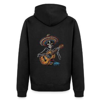 Ukulélé Mexicain Squelette - Veste à capuche bio Premium Unisexe - noir - Dos - Nico (187cm)