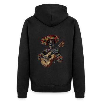 Ukulele Mexikanisches Skelett - Unisex Premium Bio Zip Hoodie - Schwarz - Hinten - Nico (187cm)