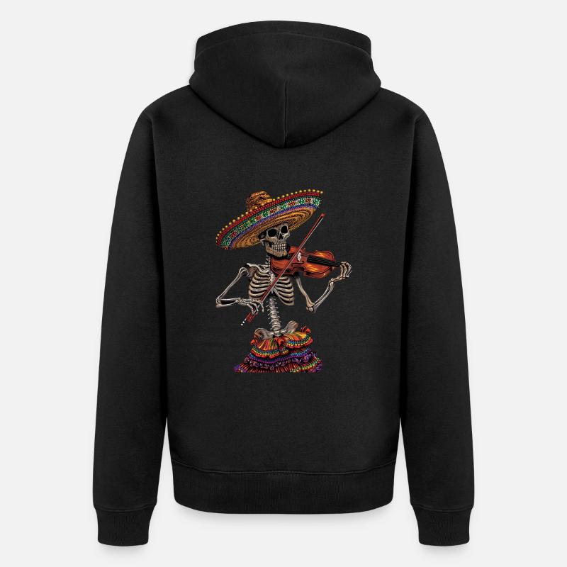 Squelette de violon mexicain - Veste à capuche bio Premium Unisexe - noir
