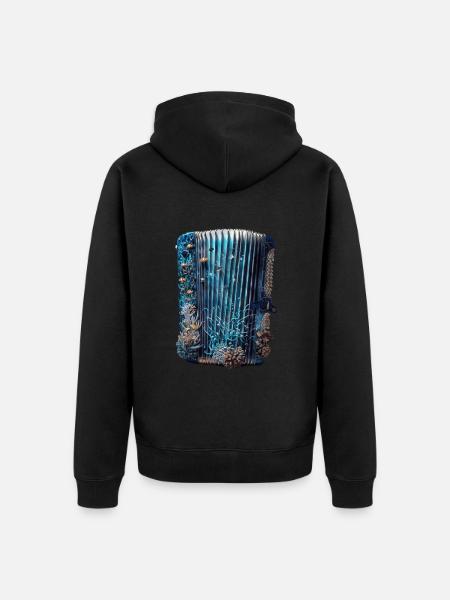 Fish Accordion - Unisex Premium Organic Zip Hoodie - black