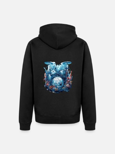 Fish Drums - Unisex Premium Organic Zip Hoodie - black