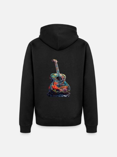 Guitare Poisson - Veste à capuche bio Premium Unisexe - noir